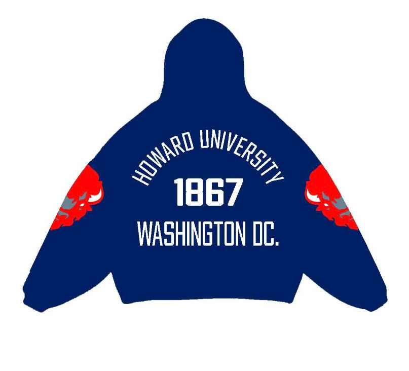 HOWARD UNIVERSITY OVERSIZED LOGO HOODIE | NAVY