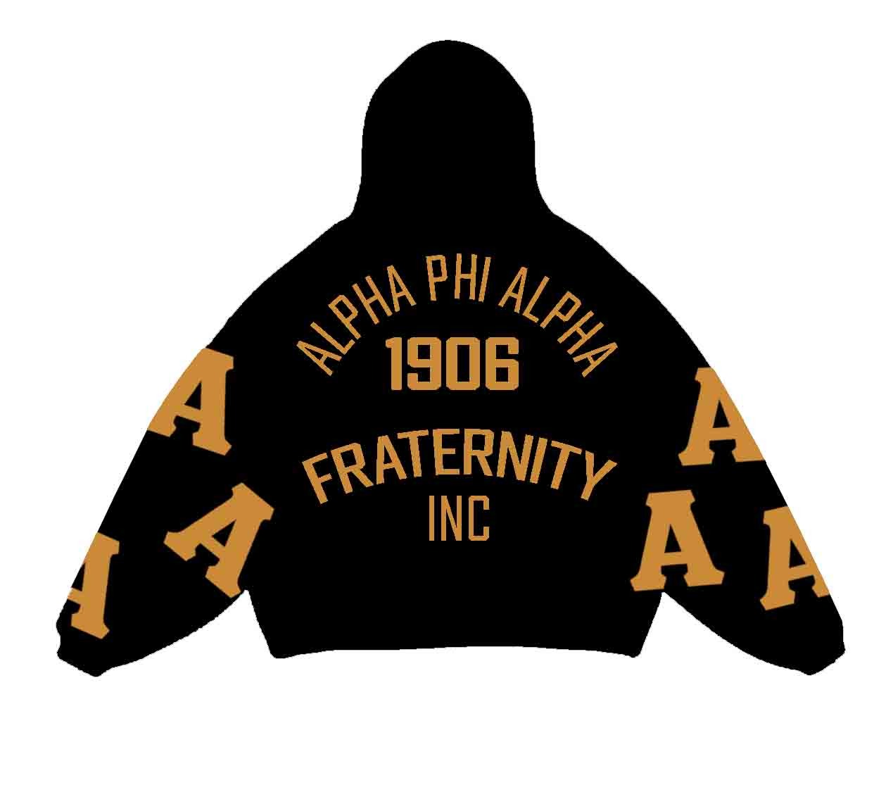 ALPHA PHI ALPHA OVERSIZED SCRAMBLE HOODIE | BLACK/GOLD
