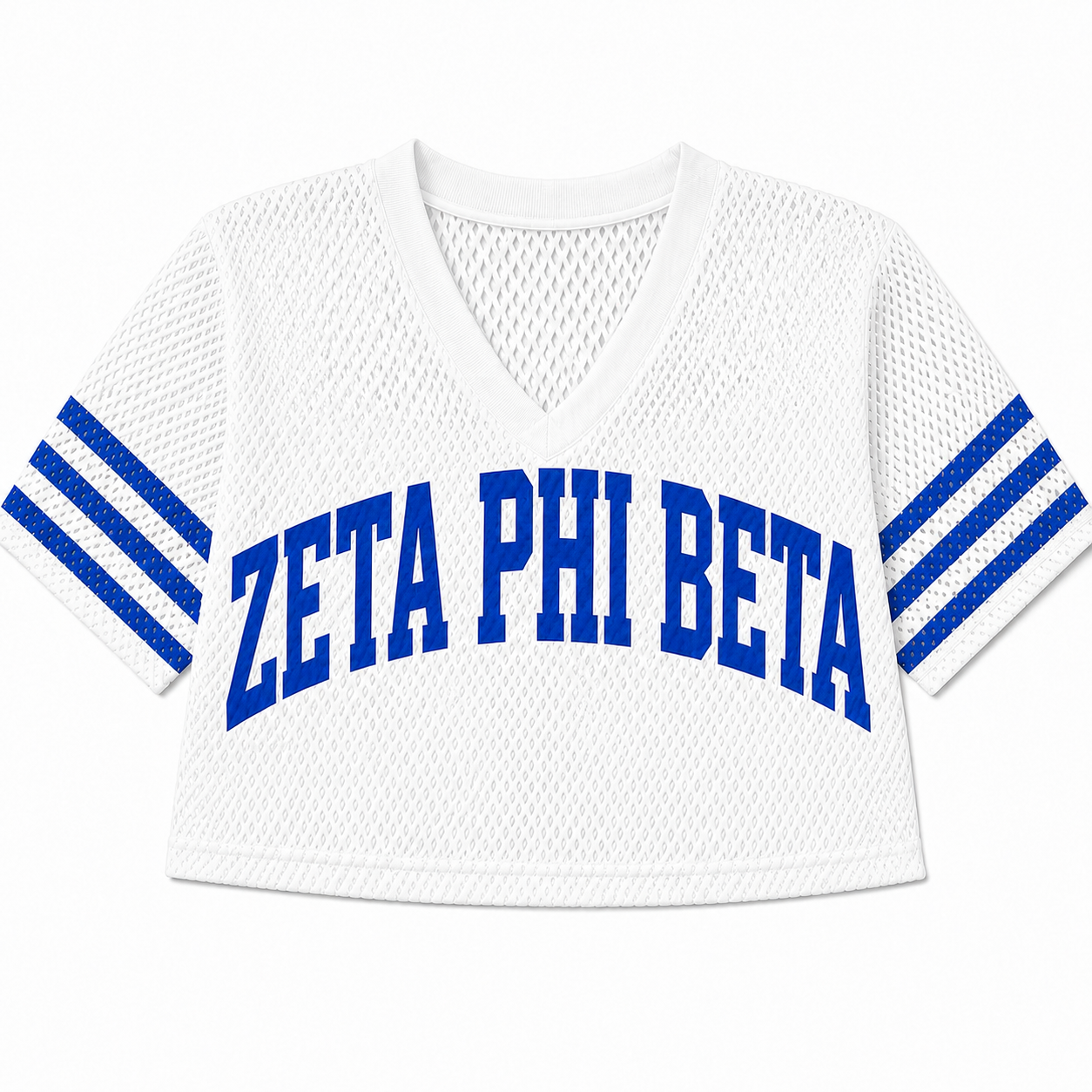 Zeta Phi Beta Cropped Mesh Practice Jersey | WHITE/BLUE