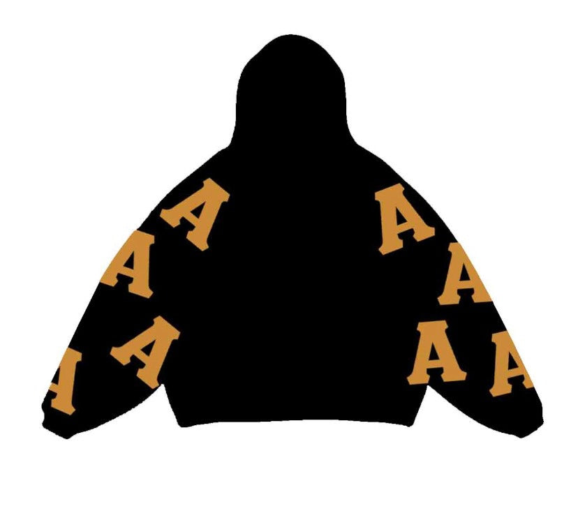 ALPHA PHI ALPHA OVERSIZED SCRAMBLE HOODIE | BLACK/GOLD