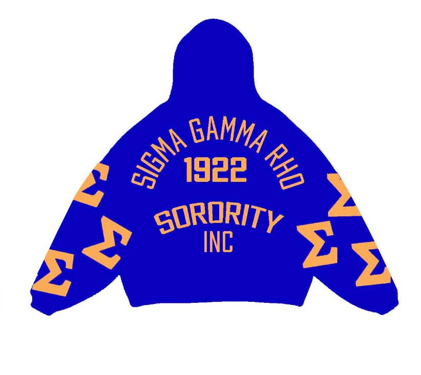 SIGMA GAMMA RHO OVERSIZED SCRAMBLE HOODIE | BLUE/GOLD