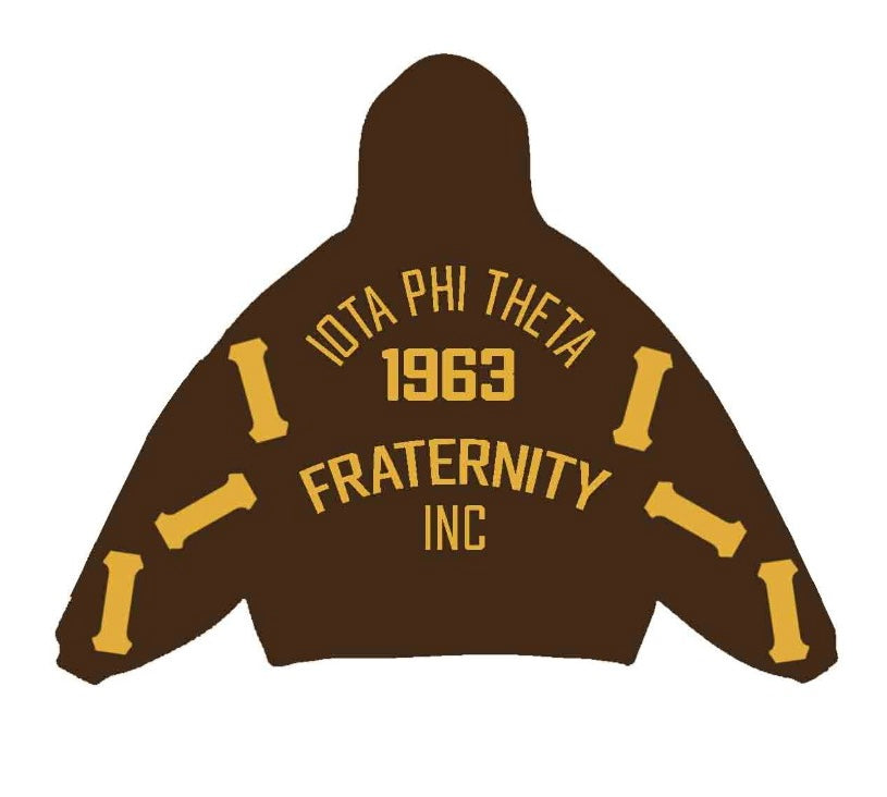 IOTA PHI THETA OVERSIZED SCRAMBLE HOODIE | BROWN/GOLD