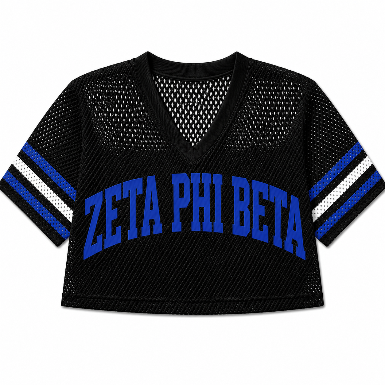 Zeta Phi Beta Cropped Mesh Practice Jersey | BLACK/BLUE